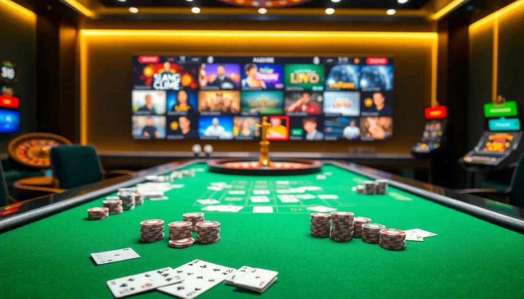 Engage with cổng game sky88 in a dynamic online casino environment showcasing luxury gaming elements.