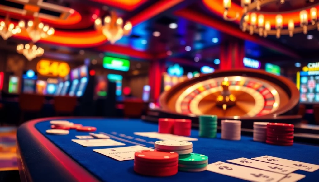 Engage in thrilling casino action at https://tk88t.org/ with vibrant games, poker chips, and exciting roulette.